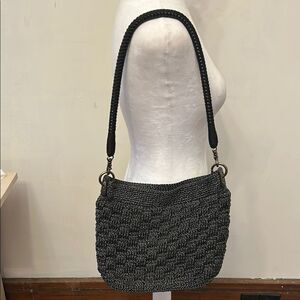 The Sak black woven leather rope 12 X 8 shoulder bag EUC